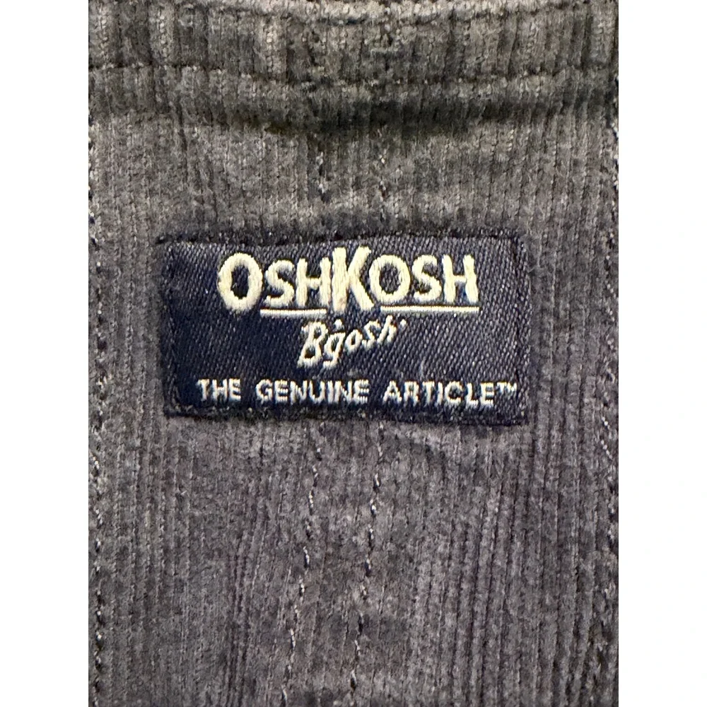 OshKosh Overalls Kids 12M Gray B'gosh Corduroy Bib Workwear Adjustable Straps